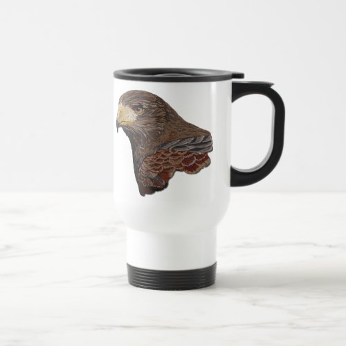 Harris Hawk Faux Embroidery Travel Mug