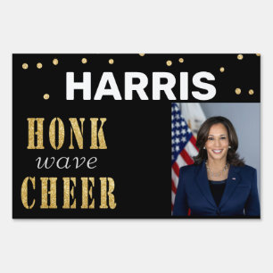  Harris Honk Wave Cheer on Black Sign