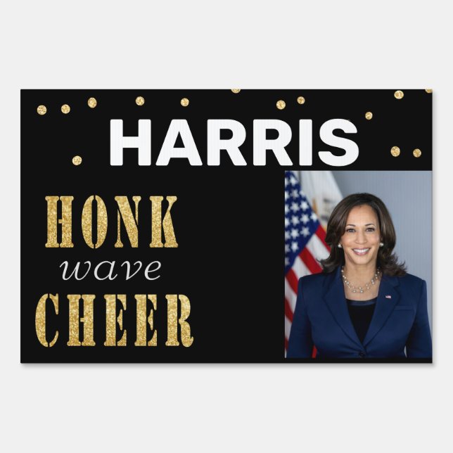  Harris Honk Wave Cheer on Black Sign (Back)