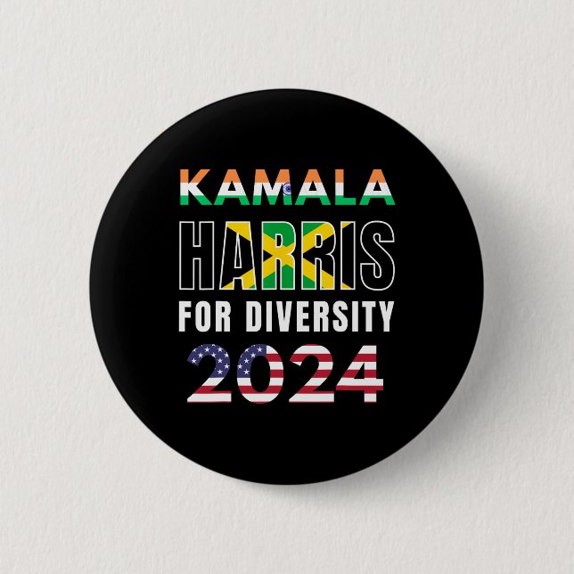 Harris India Jamaica Flag Diversity 2024  Button (Front)