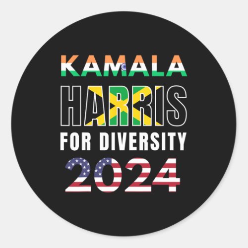 Harris India Jamaica Flag Diversity 2024  Classic Round Sticker