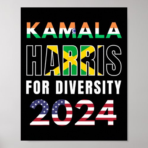 Harris India Jamaica Flag Diversity 2024  Poster