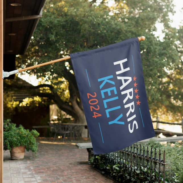 Harris Kelly 2024 Kamala Harris Democrat House Flag (In SItu)