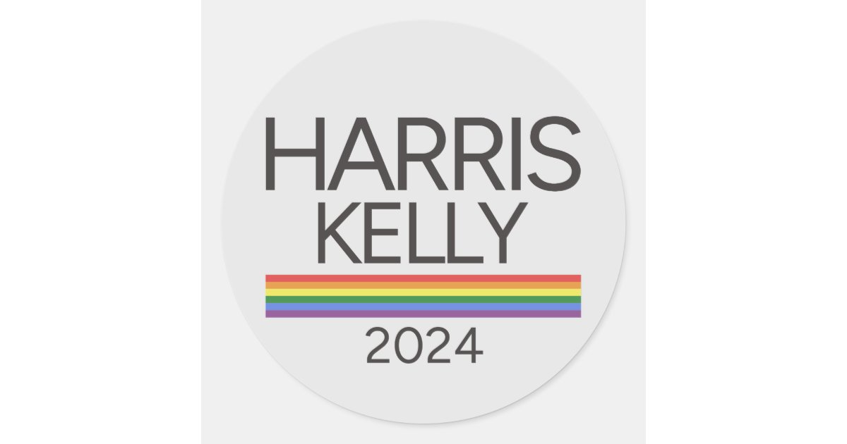 Harris Kelly 2024 LGBTQ Rainbow Pride Flag Classic Round Sticker | Zazzle