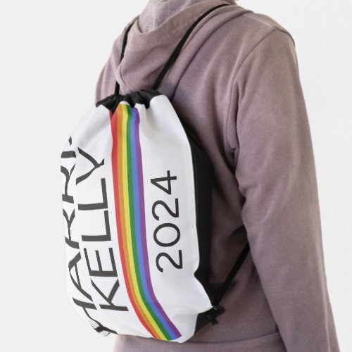 Harris Kelly 2024 LGBTQ Rainbow Pride Flag Drawstring Bag