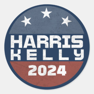 Harris Kelly 2024 Vintage Red Blue Campaign Classic Round Sticker