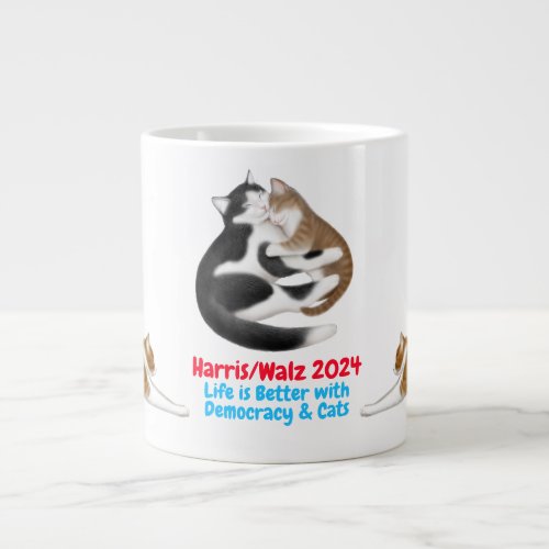 Harris Kunz Cats Democracy Election 2024 Giant Coffee Mug