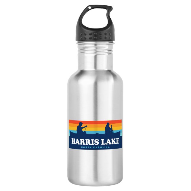 Harris Lake North Carolina Canoe Stainless Steel Water Bottle (Front)