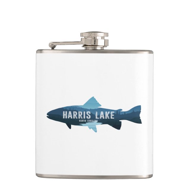 Harris Lake North Carolina Fish Flask (Front)
