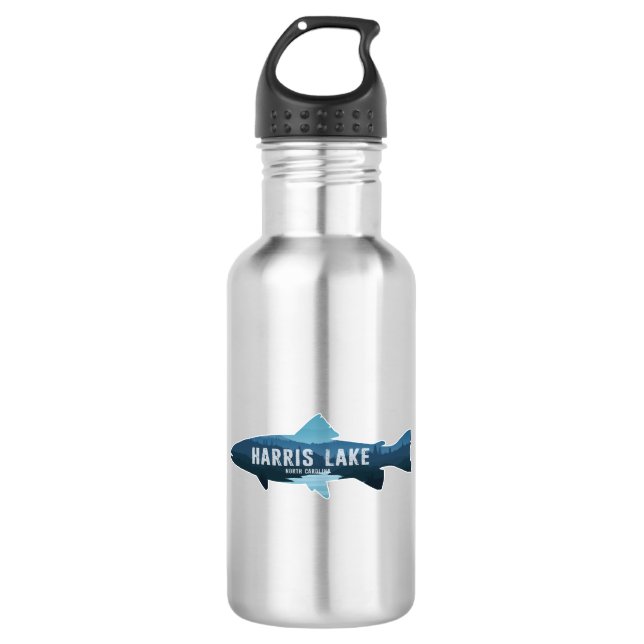 Harris Lake North Carolina Fish Stainless Steel Water Bottle (Front)