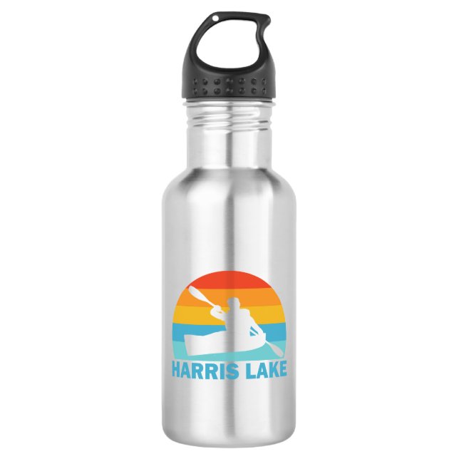 Harris Lake North Carolina Kayak Stainless Steel Water Bottle (Front)