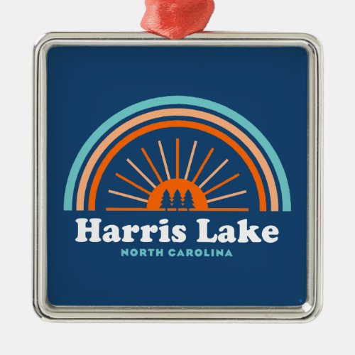 Harris Lake North Carolina Rainbow Metal Ornament