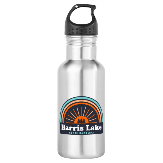 Harris Lake North Carolina Rainbow Stainless Steel Water Bottle (Front)