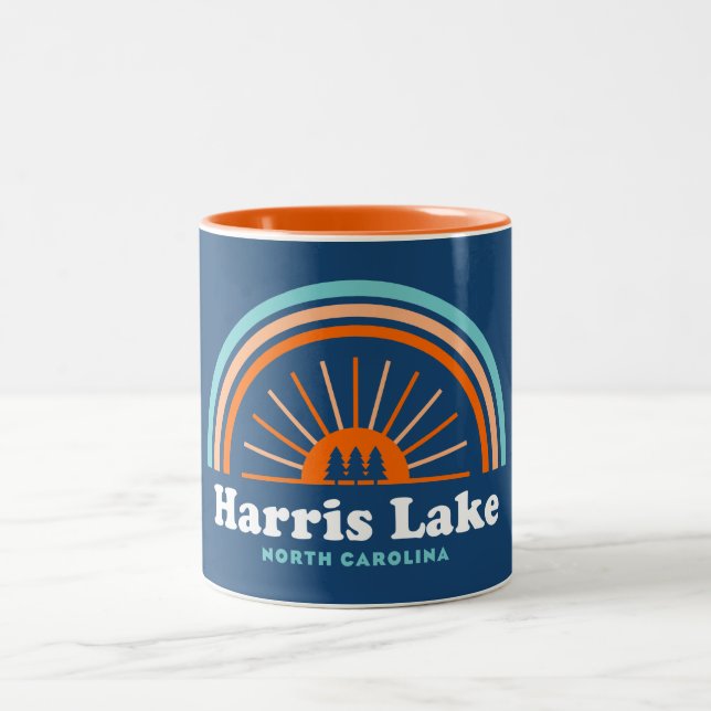 Harris Lake North Carolina Rainbow Two-Tone Coffee Mug (Center)