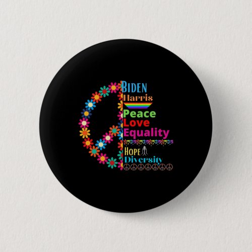 Harris Love Peace Diversity Equality Hope Shirt  Button