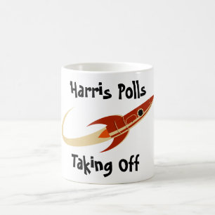 Harris Polls Taking Off Coffee Mug