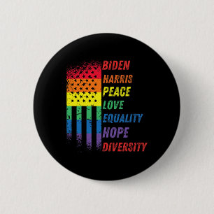 Harris Rainbow American Flag Novelty Tee Inaugurat Button