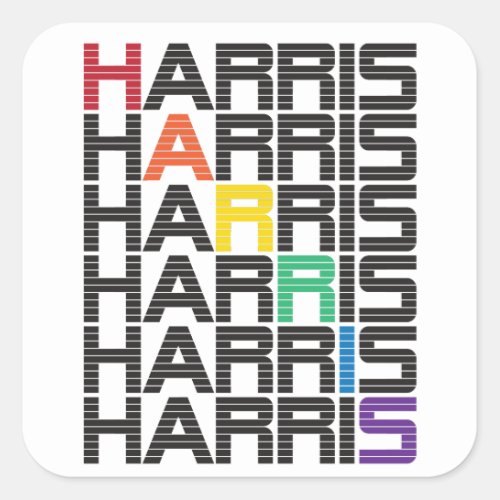 HARRIS rainbow text stacks Square Sticker