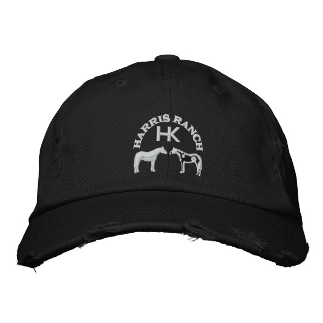 Harris Ranch White Logo Embroidered Baseball Cap (Front)