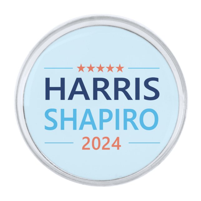 Harris Shapiro 2024 Kamala Harris Democrat Silver Finish Lapel Pin (Front)