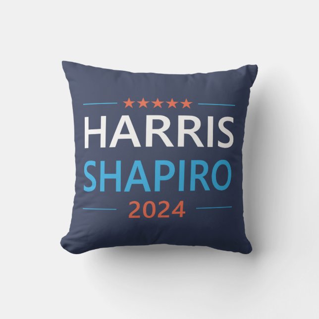 Harris Shapiro 2024 Kamala Harris Democrat Throw Pillow (Front)