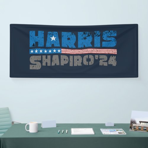 Harris Shapiro 2024 Patriotic Vintage Stripe Banner