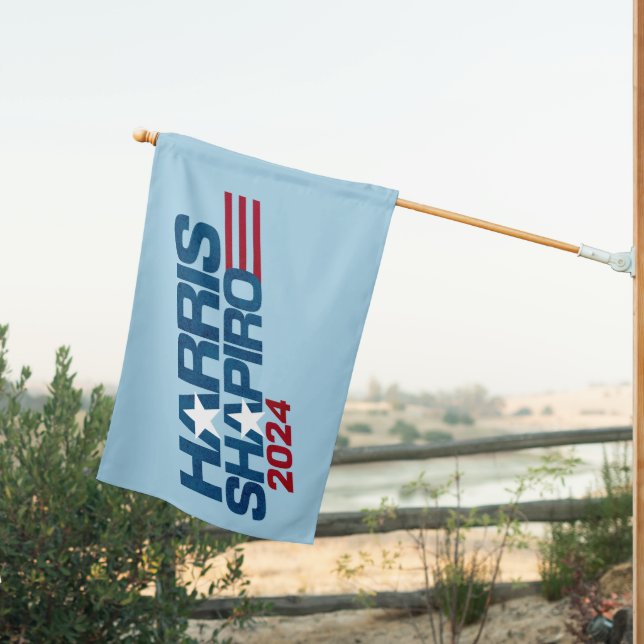 Harris Shapiro 2024 Stars and Stripes Patriotic House Flag (Insitu (Back))