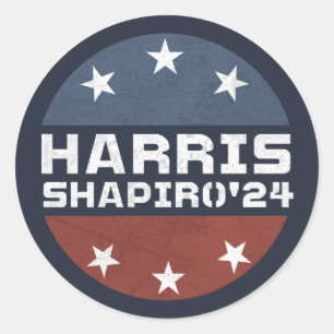 Harris Shapiro 2024 Vintage Red Blue Classic Round Sticker