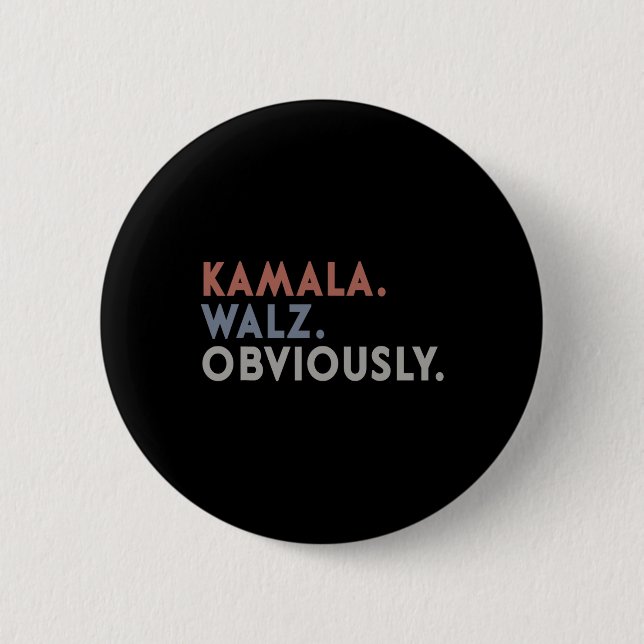 Harris Tim Walz Obviously Vote Harris Waltz 2024  Button (Front)