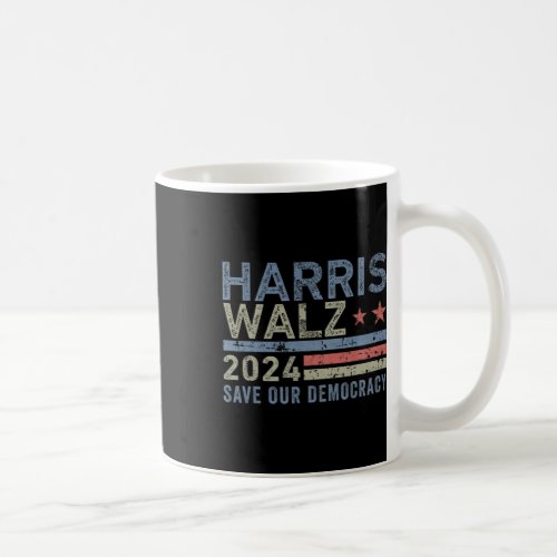 Harris Tim Walz Waltz 2024 Save Our Democracy  Coffee Mug