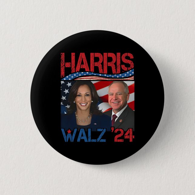 Harris Tim Walz Waltz 3  Button (Front)