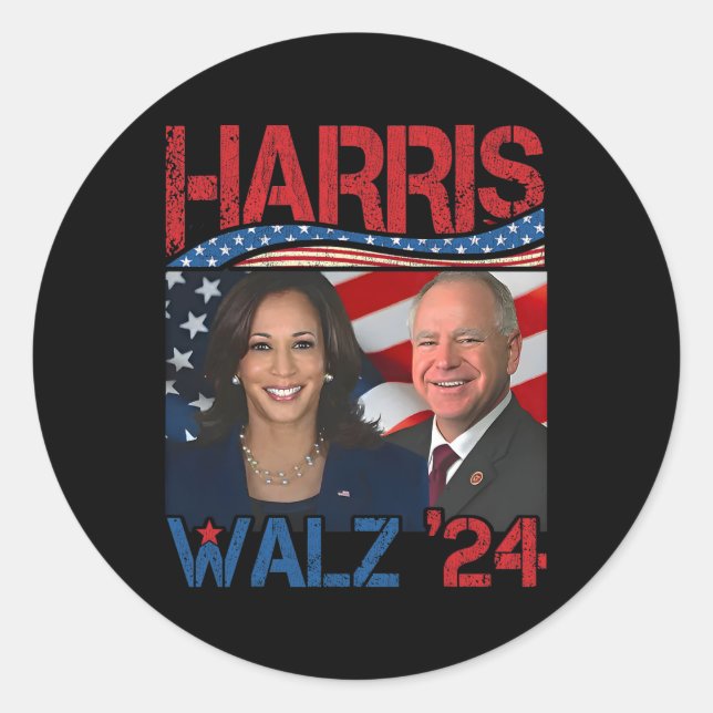 Harris Tim Walz Waltz 3  Classic Round Sticker (Front)