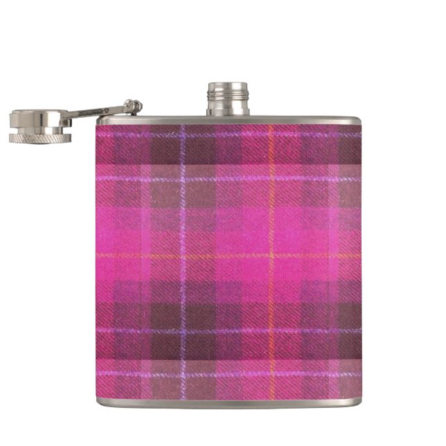 Harris Tweed Pink Plaid Pattern Flask (Opened)