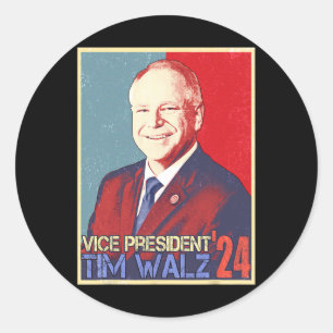 Harris Vice President Tim Walz Waltz 2024 Election Classic Round Sticker