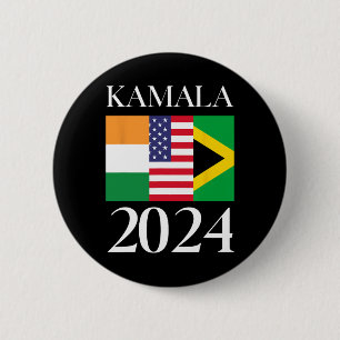 Harris Vote 2024 India American Jamaican Flag  Button