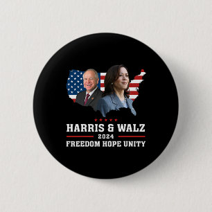 Harris W 2024 Freedom Hope Unity Political Kamala Button