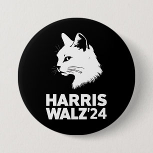 Harris Waltz 2024 Election Funny Cat Kamala Tim  Button