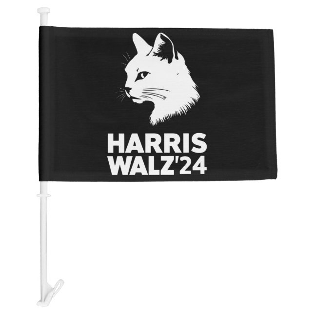 Harris Waltz 2024 Election Funny Cat Kamala Tim  Car Flag (Front)