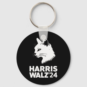 Harris Waltz 2024 Election Funny Cat Kamala Tim  Keychain