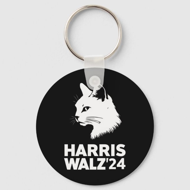 Harris Waltz 2024 Election Funny Cat Kamala Tim  Keychain (Front)