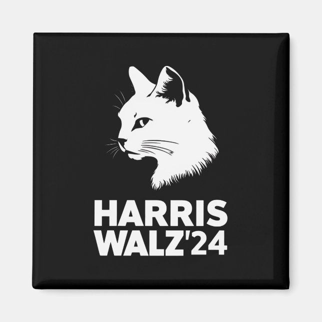 Harris Waltz 2024 Election Funny Cat Kamala Tim  Magnet (Front)