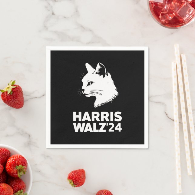 Harris Waltz 2024 Election Funny Cat Kamala Tim  Napkins (Insitu)