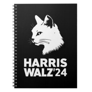 Harris Waltz 2024 Election Funny Cat Kamala Tim Notebook