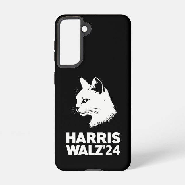Harris Waltz 2024 Election Funny Cat Kamala Tim  Samsung Galaxy Case (Back)