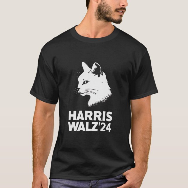 Harris Waltz 2024 Election Funny Cat Kamala Tim  T-Shirt (Front)
