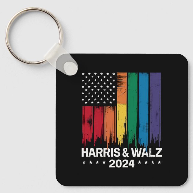 Harris Waltz 2024 Election Gay Tim Waltz LGBTQ Keychain (Front)
