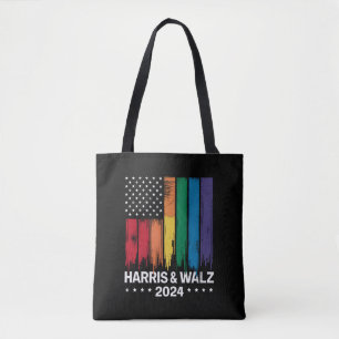 Harris Waltz 2024 Election Gay Tim Waltz LGBTQ Tote Bag