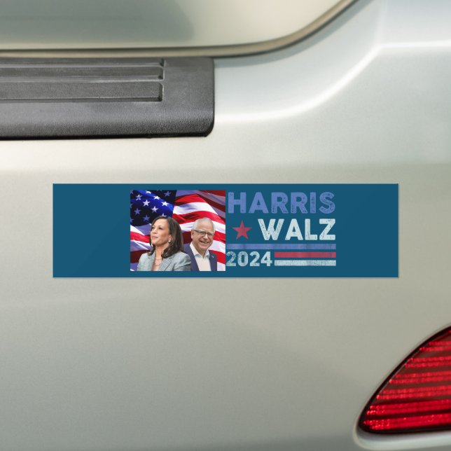 Harris Waltz 2024 Election Kamala Harris Navy Blue Bumper Sticker (On Car)
