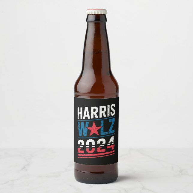 Harris Waltz 2024 Election Kamala Harris Tim Waltz Beer Bottle Label (Front)