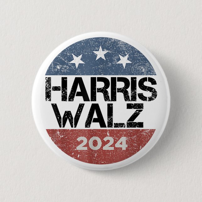 Harris Waltz 2024 Election Kamala Harris Tim Waltz Button (Front)